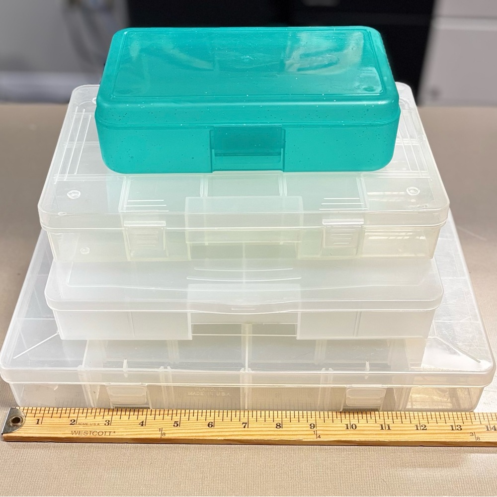 Transparent and Teal Storage Box Set for Crafts, Embroidery Floss & Beads